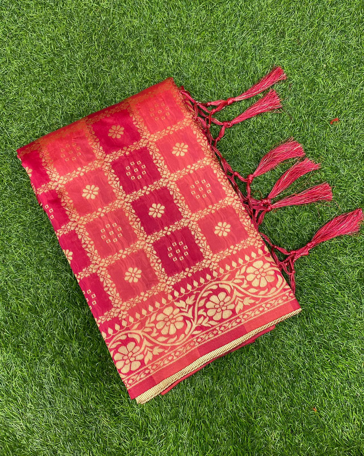 Pink Silk jacquard Saree with Zari weaving Work