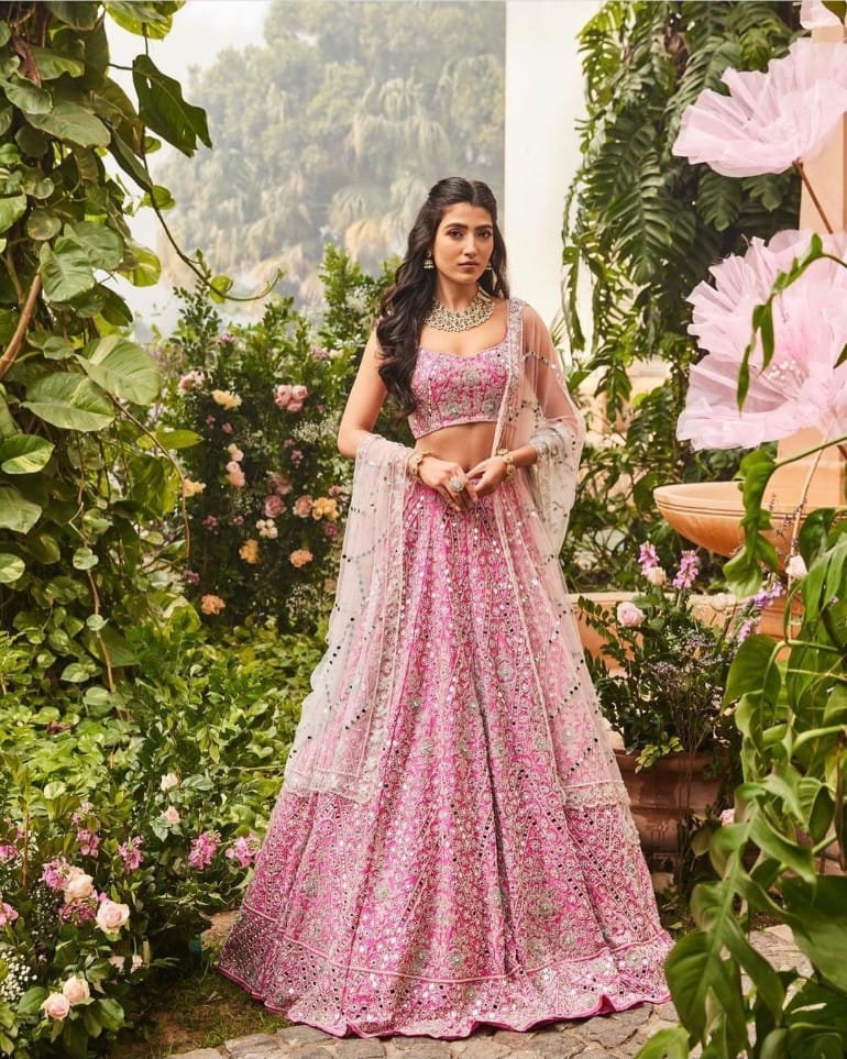 Rani Pink color Silk Lehenga Choli with Heavy Embroidery work