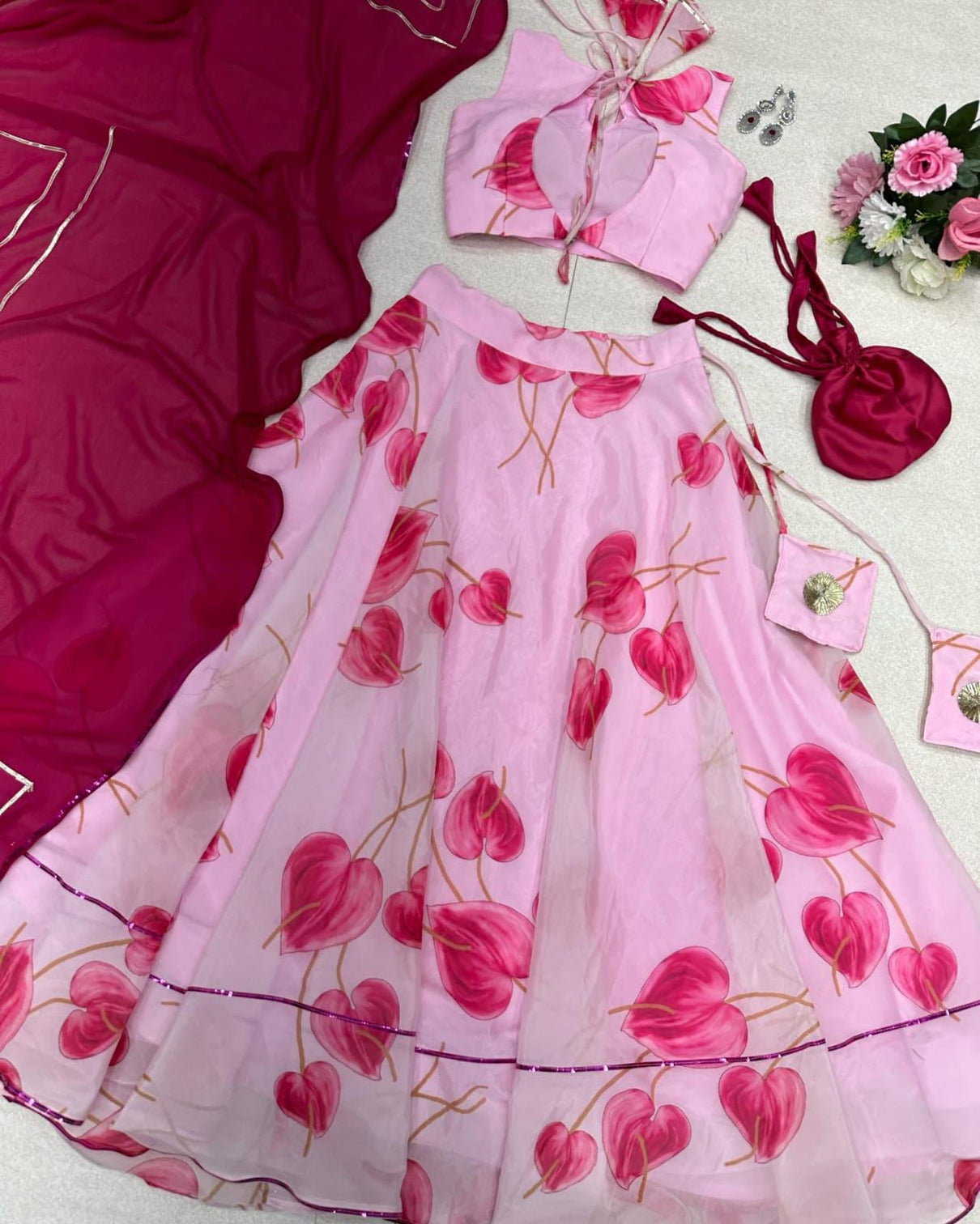 Wedding Wear Pink Color Digital Printed Lehenga Choli