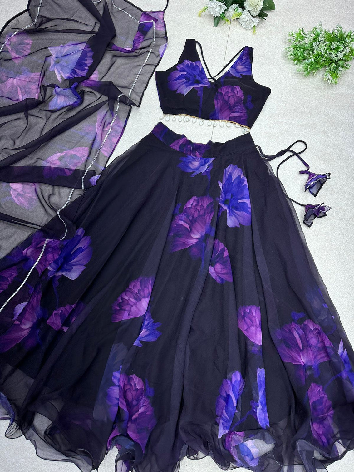 Purple Color With Flower Digital Print Lehenga Choli