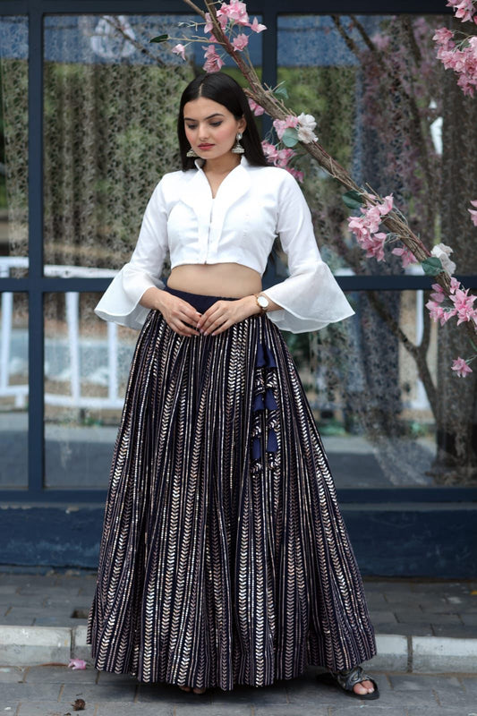 Trendy Full-Stitched Black Lehenga With Blouse