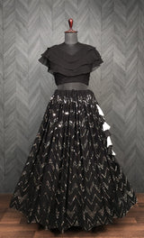 Fancy Embroidered Work Black Color Lehenga With Blouse