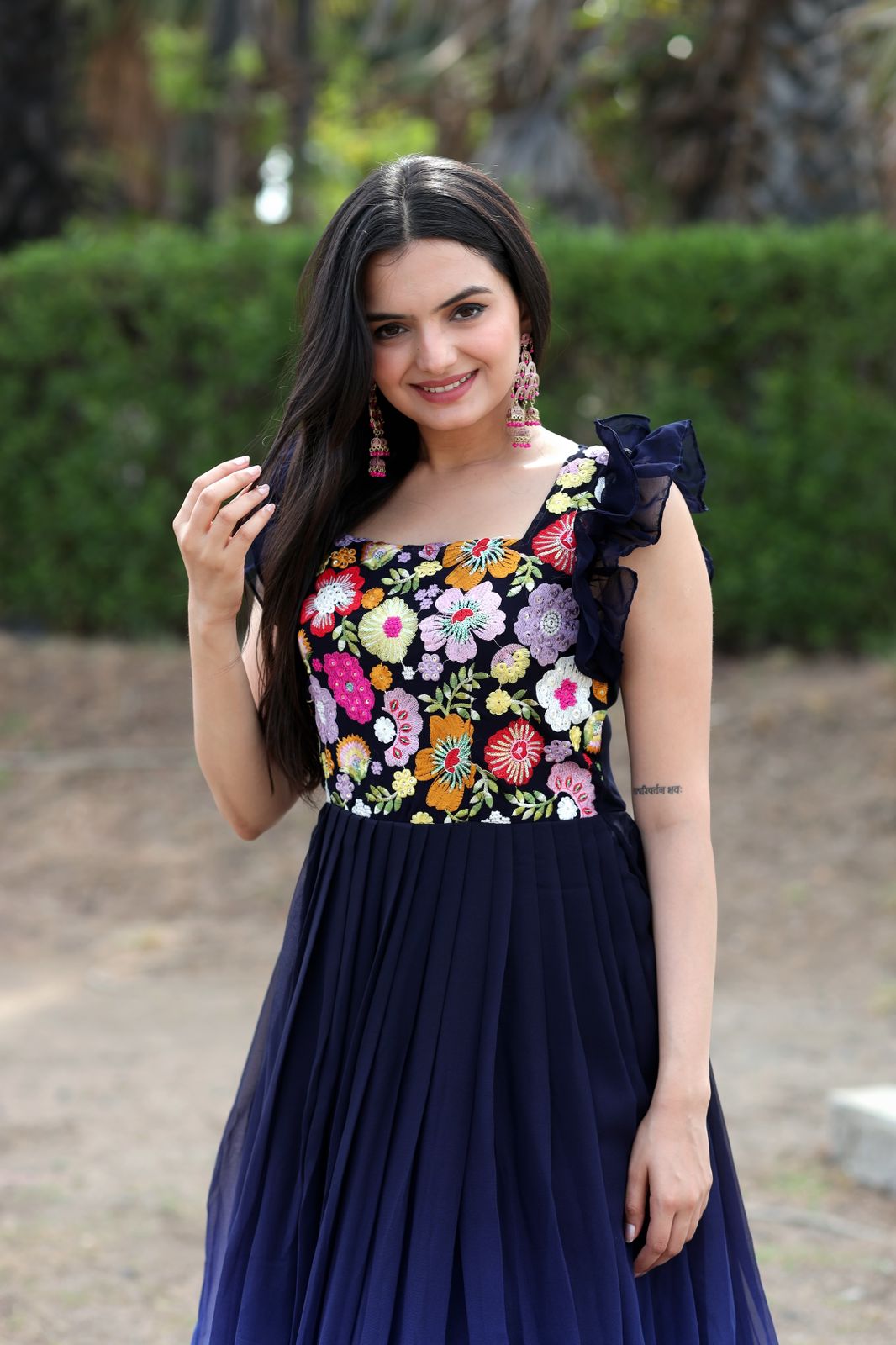 Beautiful Work Double Shaded Blue Color Gown