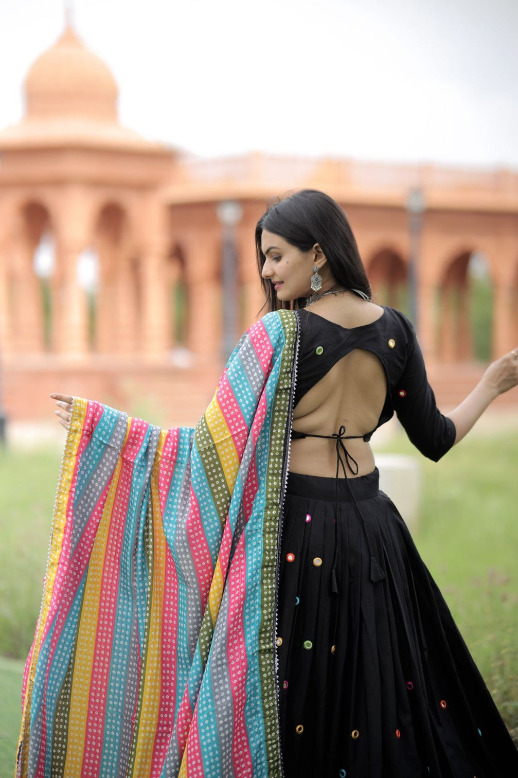 Black Color Real Mirror Works Occasion Wear Lehenga Choli