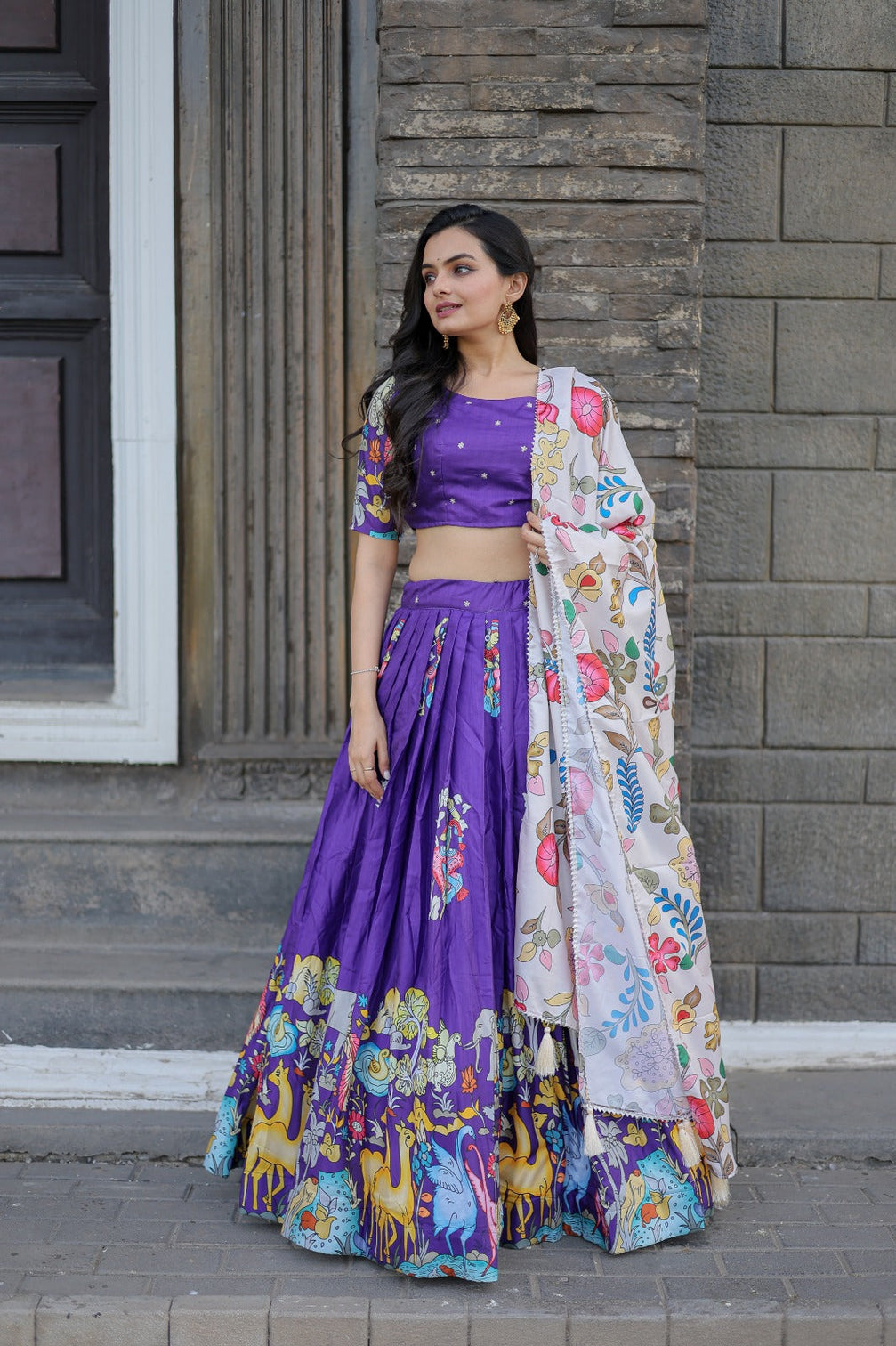 Navratri Special Purple Color Printed Lehenga Choli