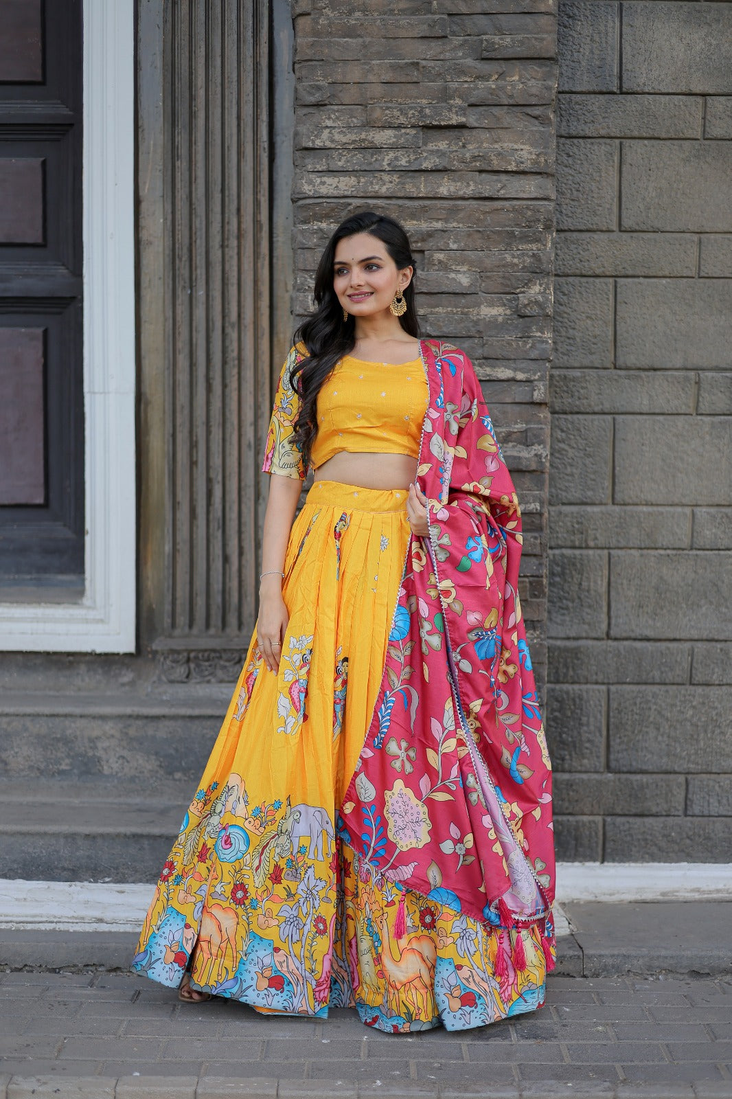 Navratri Special Yellow Color Printed Lehenga Choli