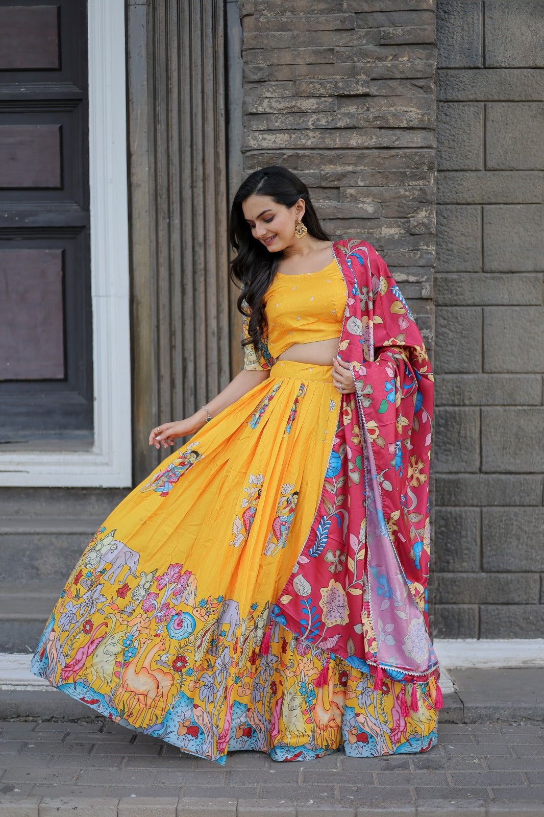 Navratri Special Yellow Color Printed Lehenga Choli