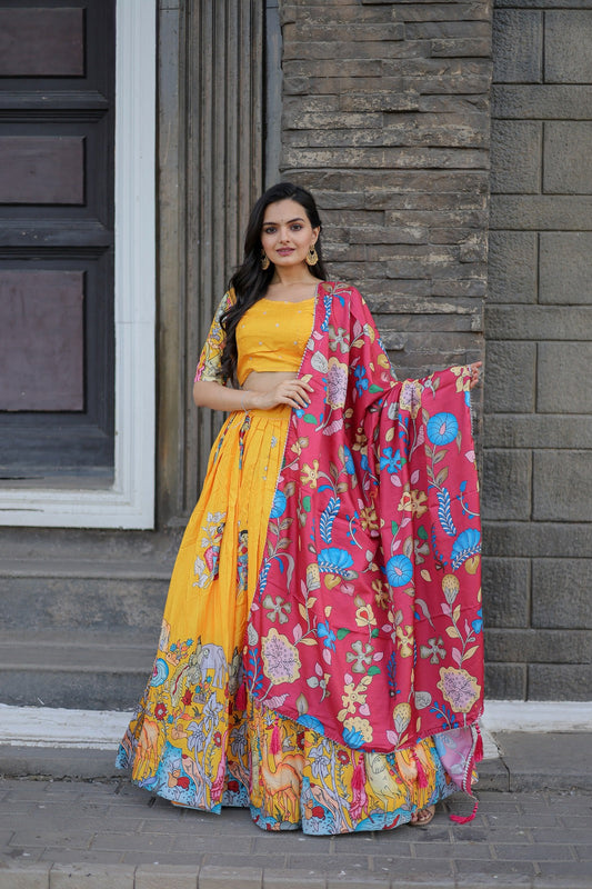 Navratri Special Yellow Color Printed Lehenga Choli