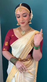 Embrocation Off White Soft Silk Saree With Angelic Blouse Piece
