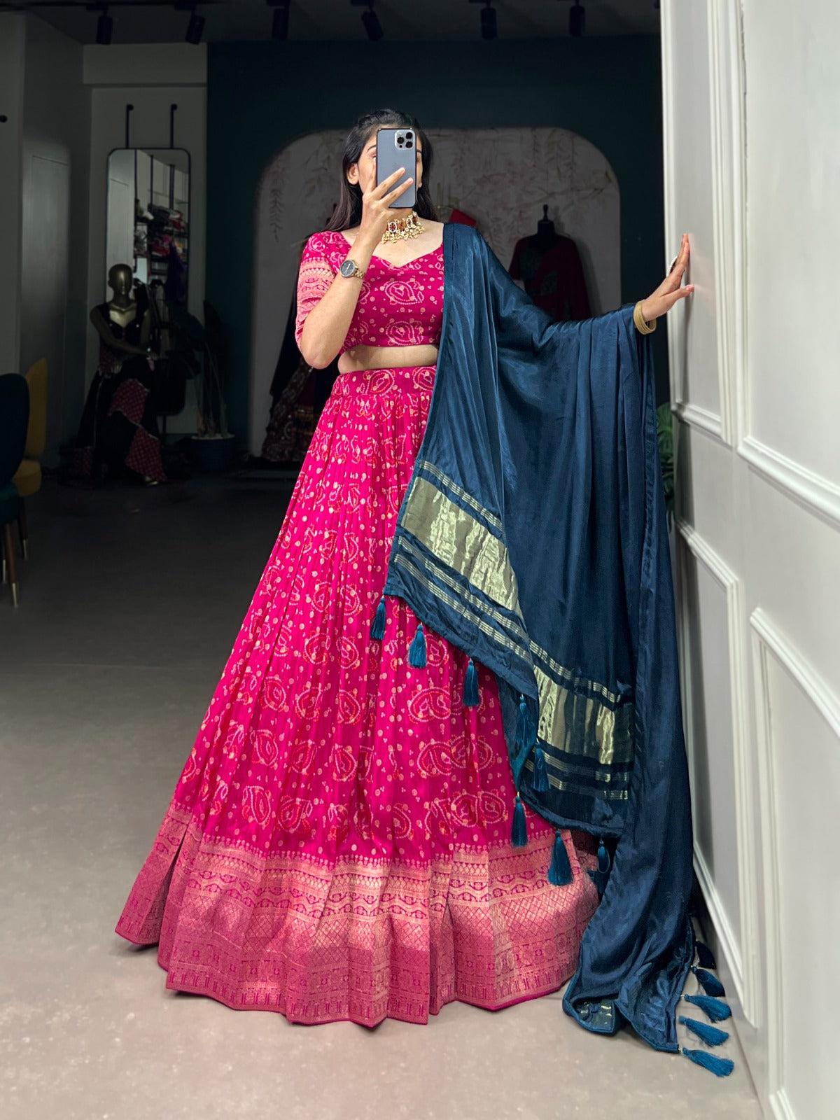 Traditional Zari Weaved Viscos Silk Lehenga Choli