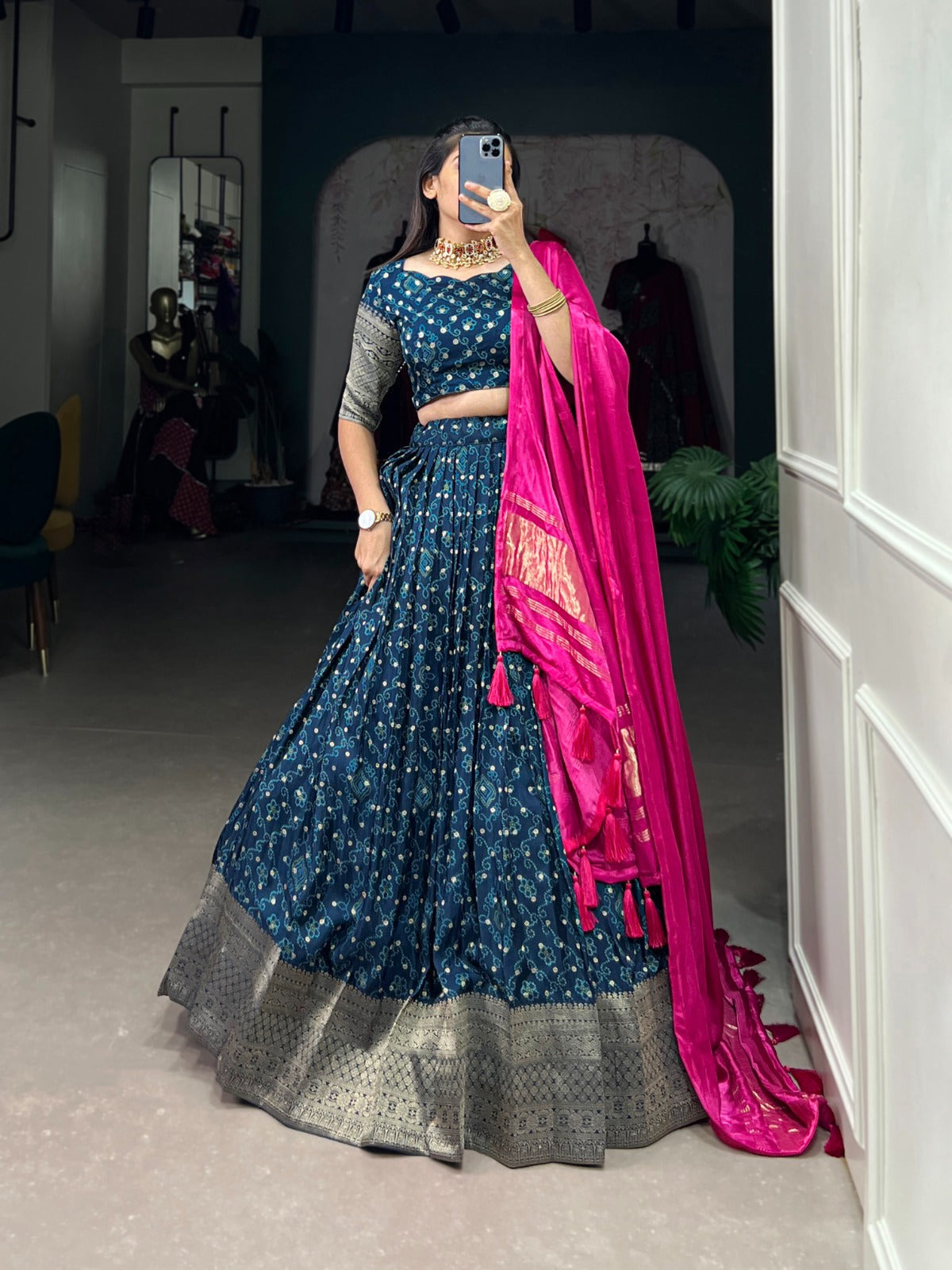 Traditional Zari Weaved Viscos Silk Lehenga Choli