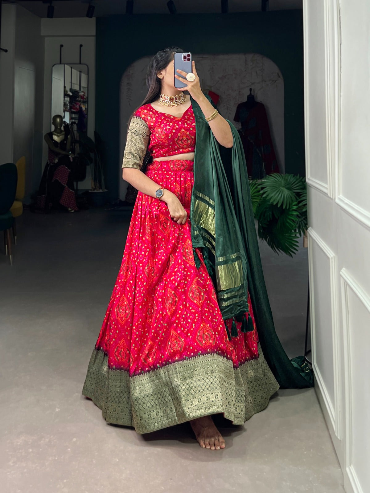 Traditional Zari Weaved Viscos Silk Lehenga Choli