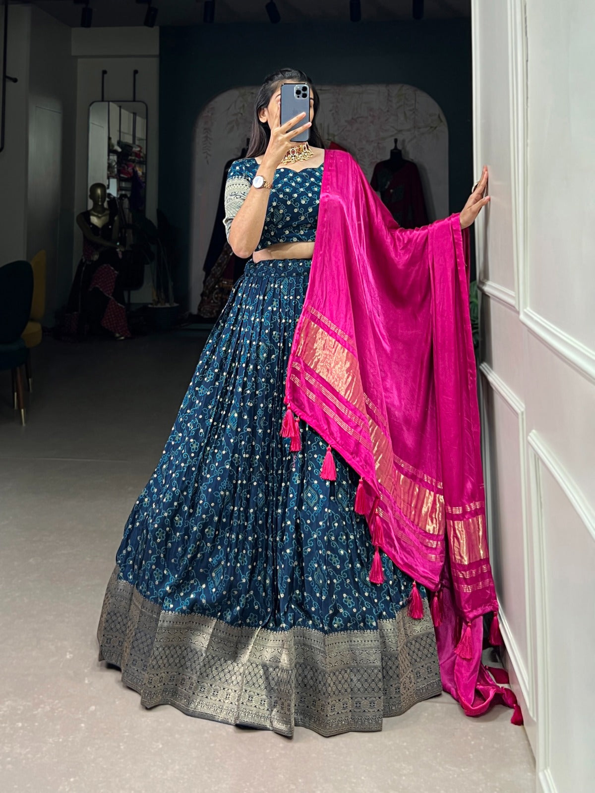 Traditional Zari Weaved Viscos Silk Lehenga Choli