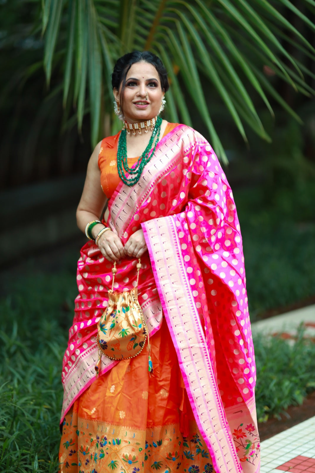 Traditional Orange Silk Weave Lehenga Choli