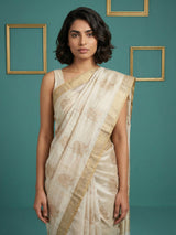 Designer Tussar Silk with Cross Stitch Embroidered Saree