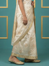 Designer Tussar Silk with Cross Stitch Embroidered Saree
