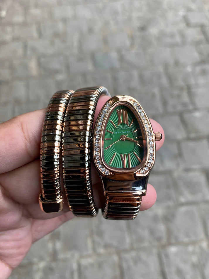 Trendy Bvlgari Serpenti Spiga Tubogas Green Dial Women's Watch