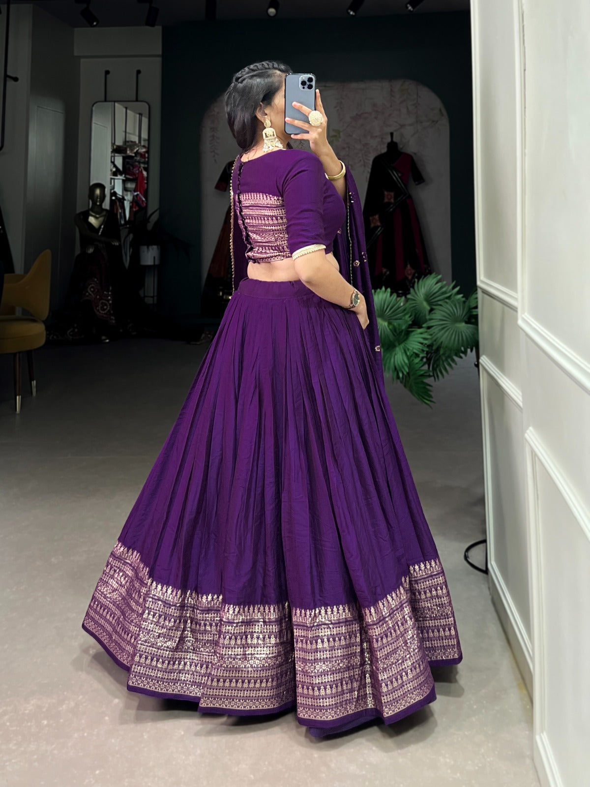 Amazing Pure Chanderi Embellished Lehenga Choli