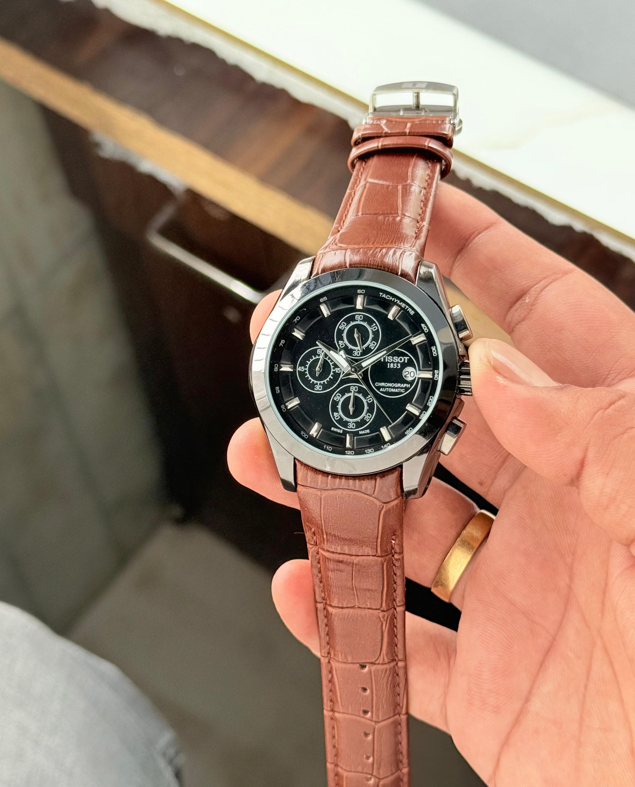 Tissot Couturier Chronograph Men's Watch | 7A Premium | 43mm | Leather Strap