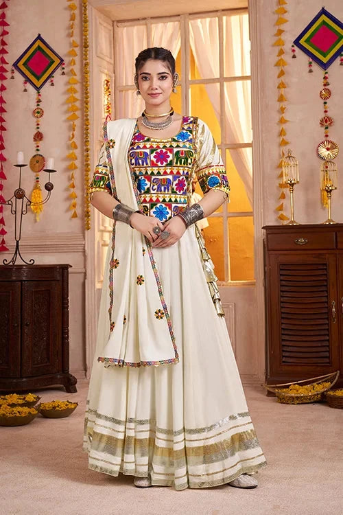 Premium White Cotton Chaniya Choli for Navratri