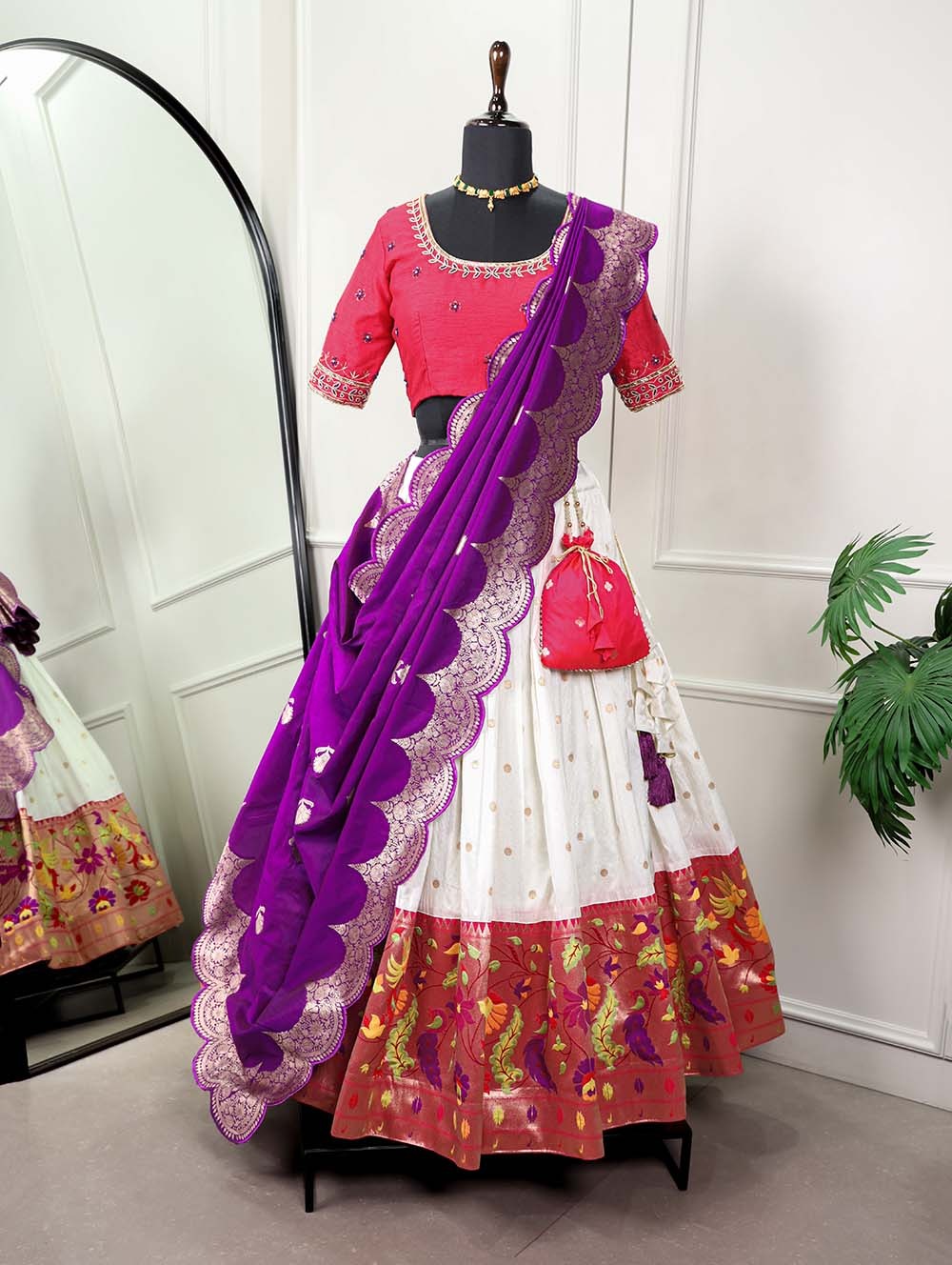 White Paithani Lehenga Choli Embrace Elegance and Tradition