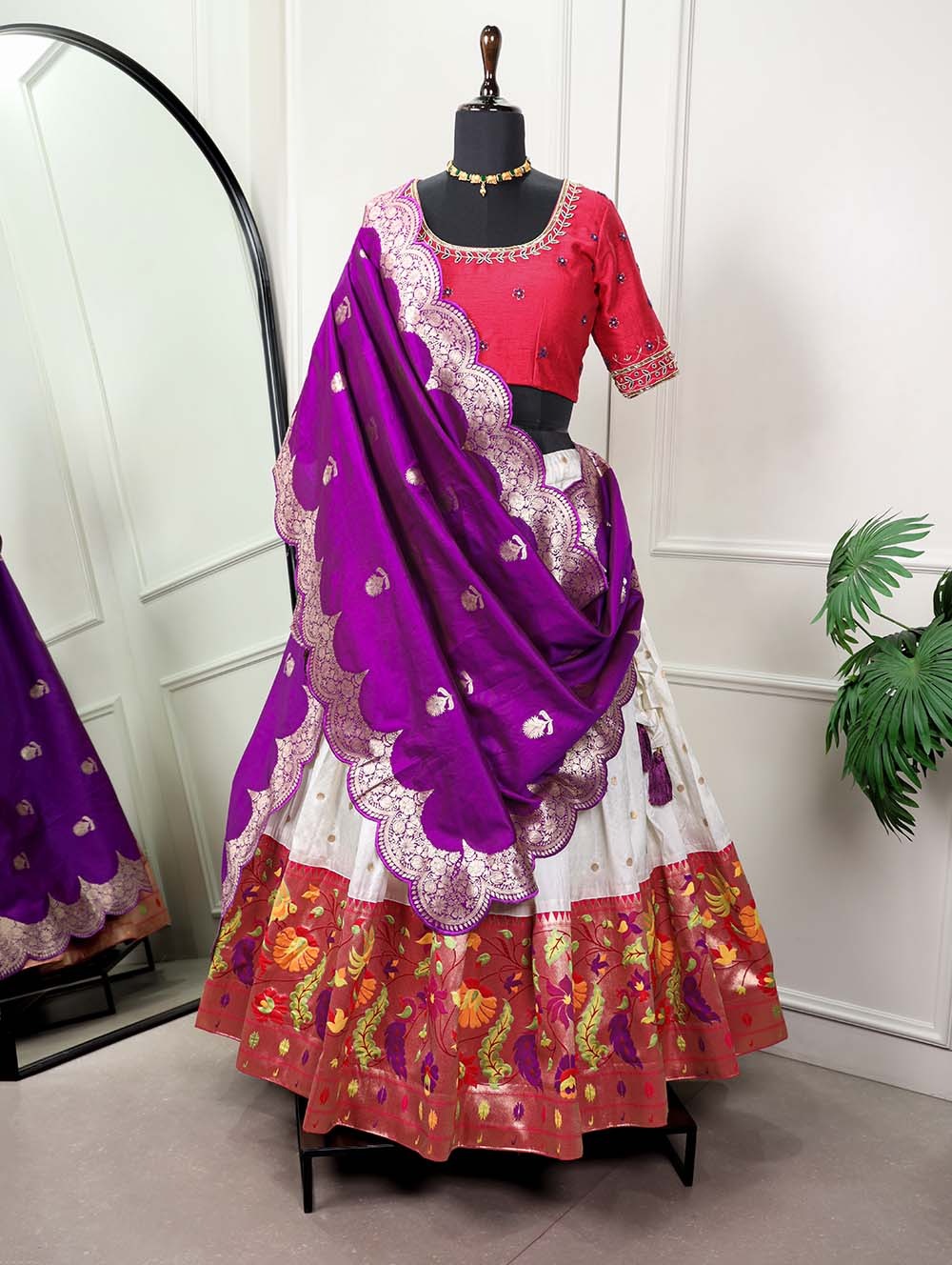 White Paithani Lehenga Choli Embrace Elegance and Tradition