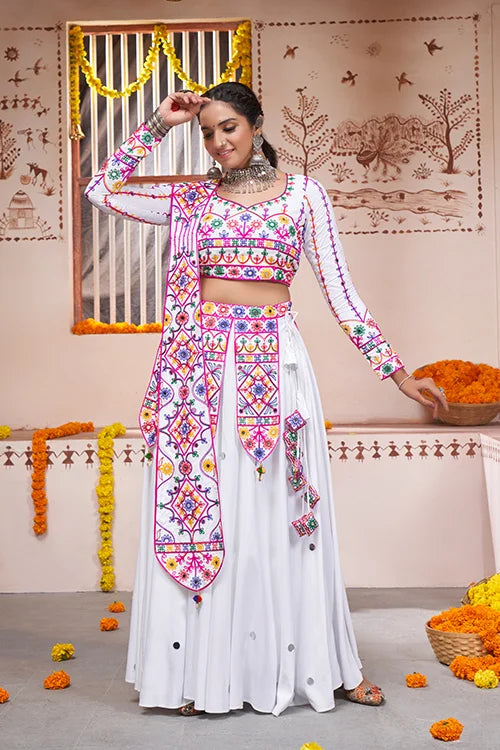 White Beautiful Work Exclusive Designer Navratri Chaniya Choli