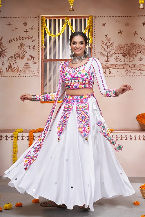 White Beautiful Work Exclusive Designer Navratri Chaniya Choli