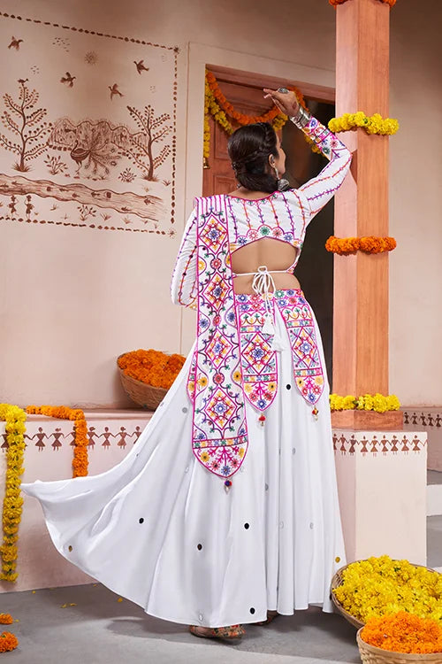 White Beautiful Work Exclusive Designer Navratri Chaniya Choli