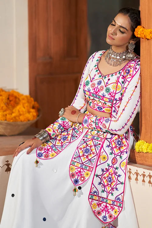 White Beautiful Work Exclusive Designer Navratri Chaniya Choli