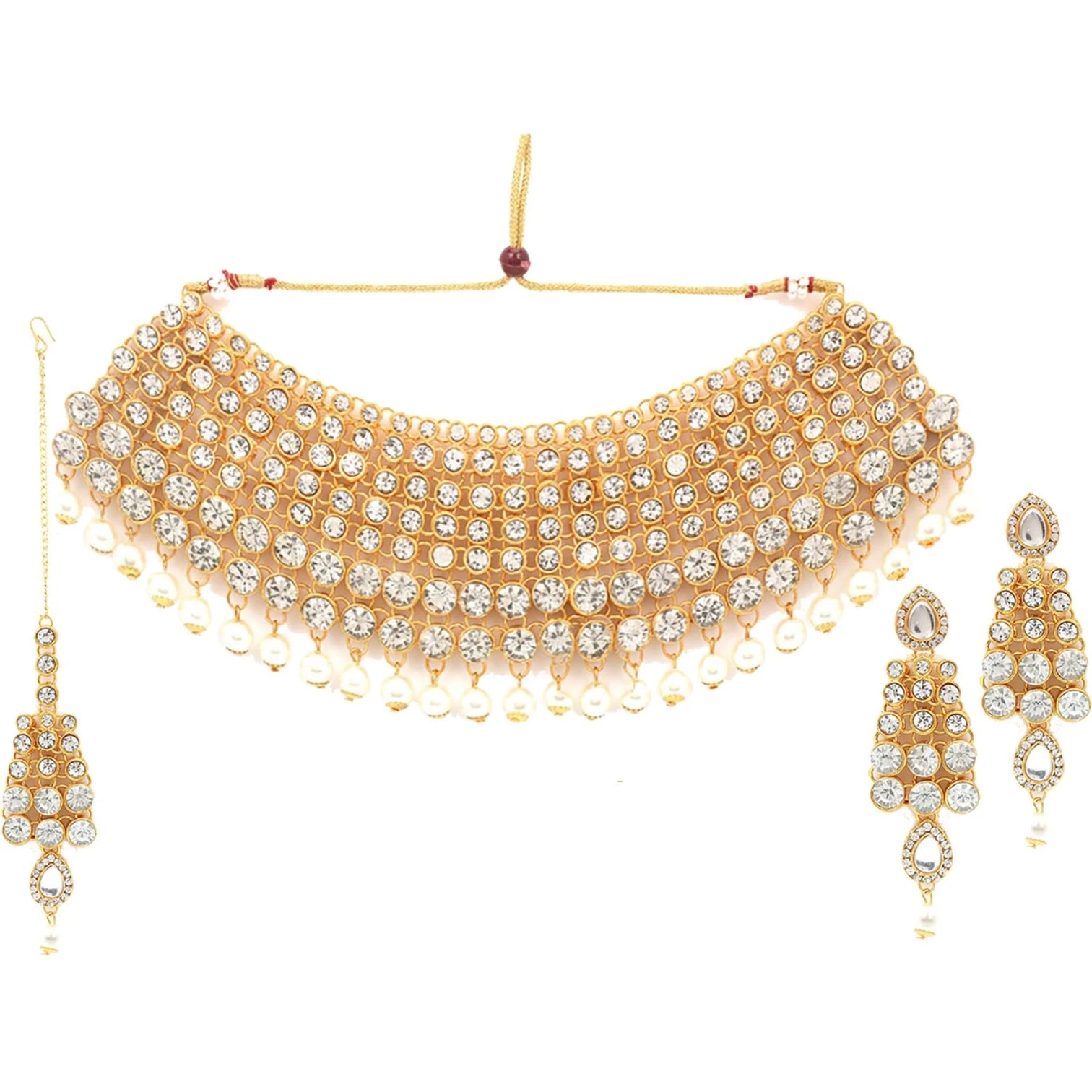 White, Gold Alloy Jewel Set