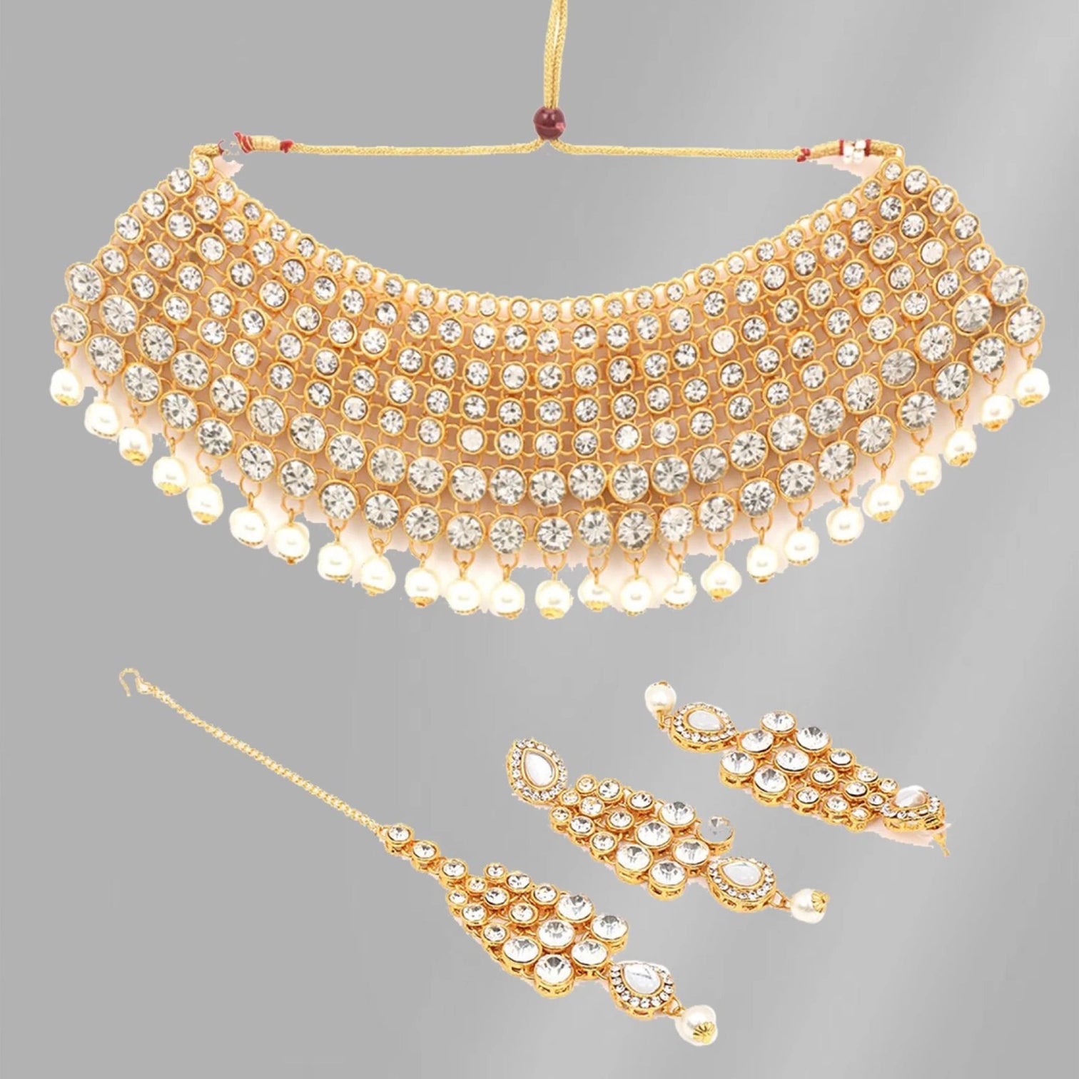 White, Gold Alloy Jewel Set