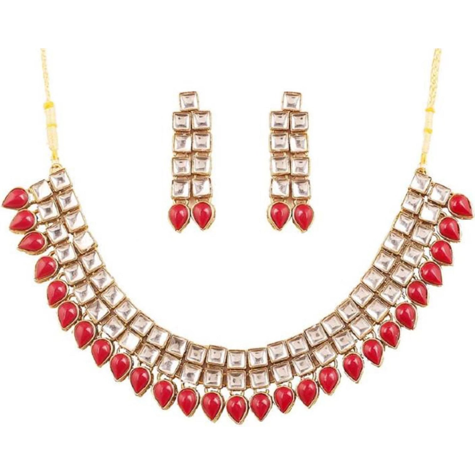 White and Red Alloy Jewel Set