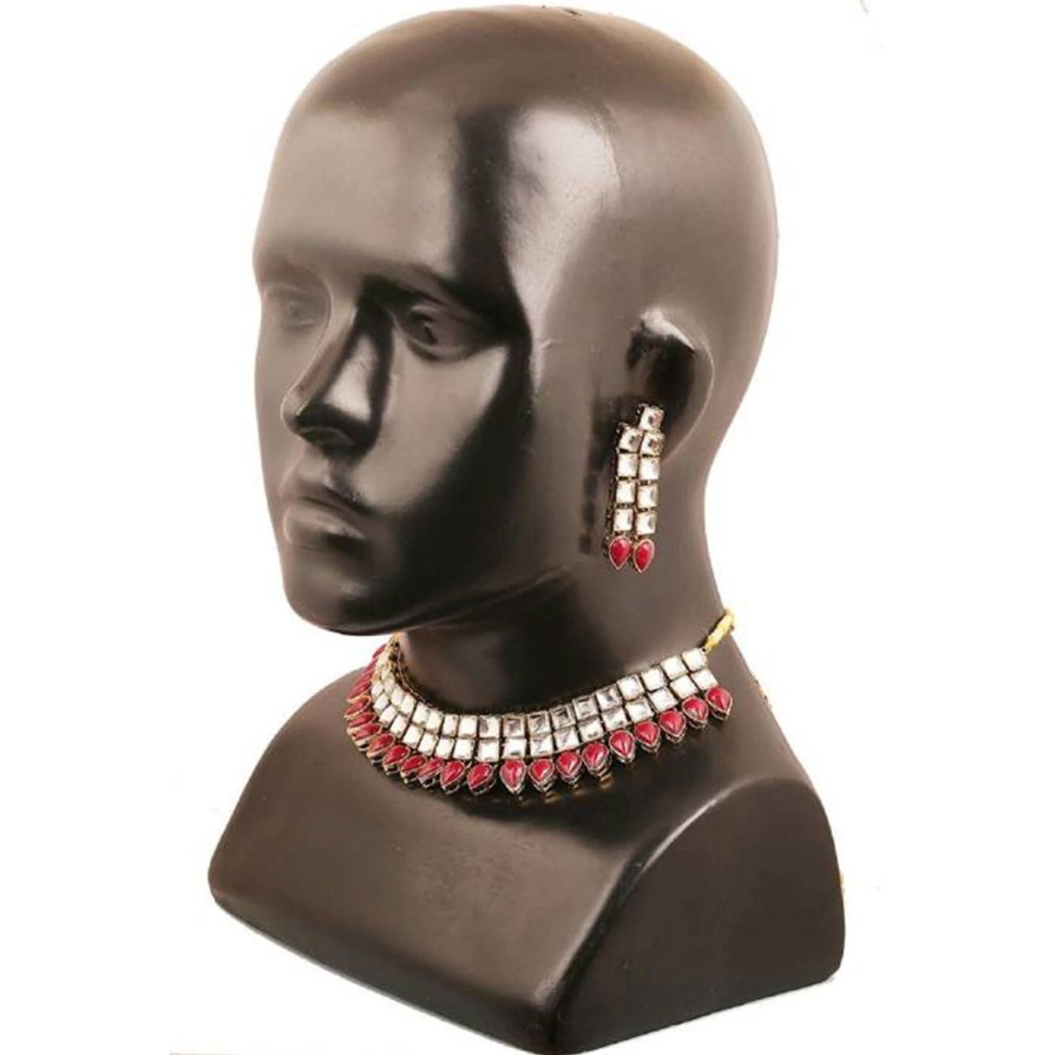 White and Red Alloy Jewel Set