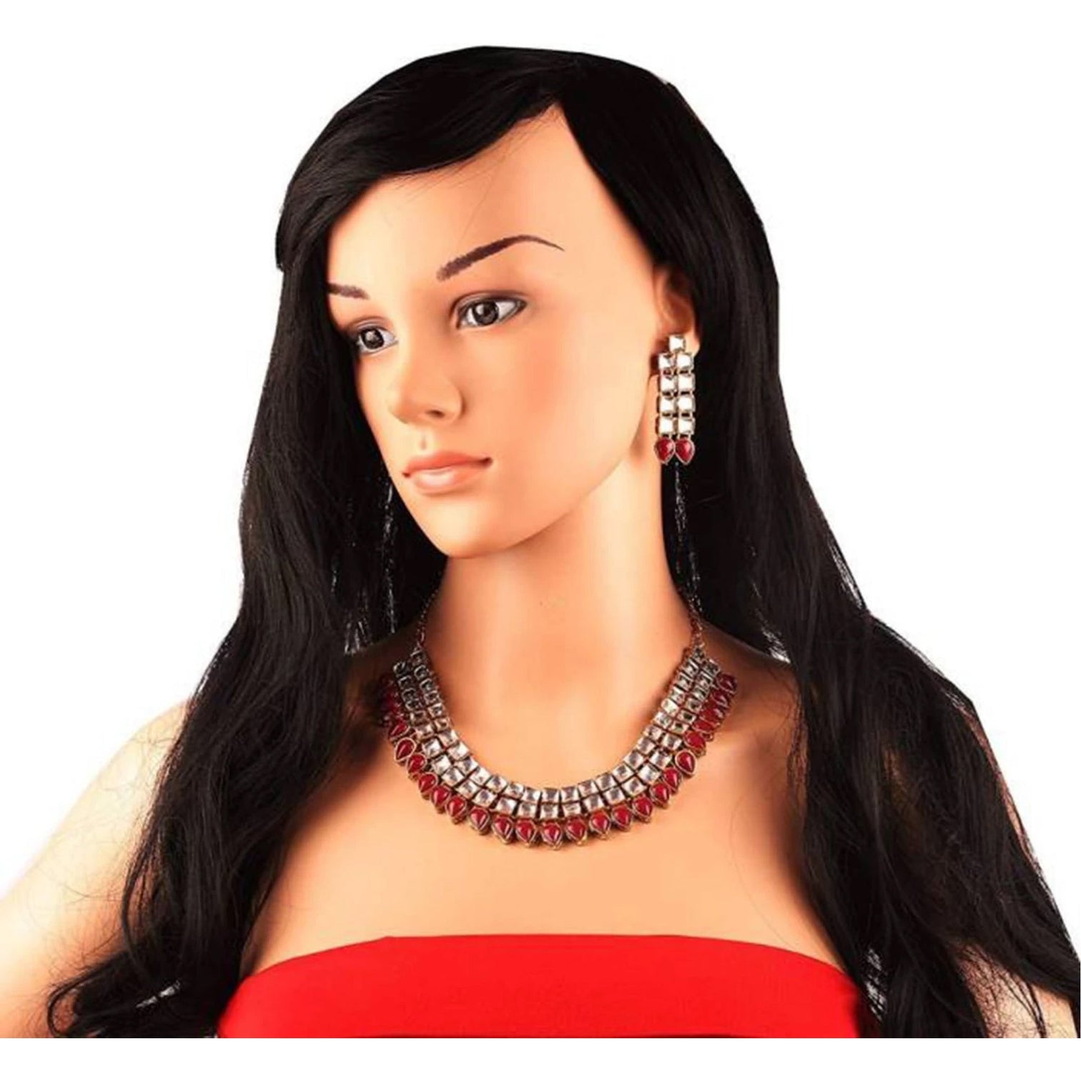 White and Red Alloy Jewel Set