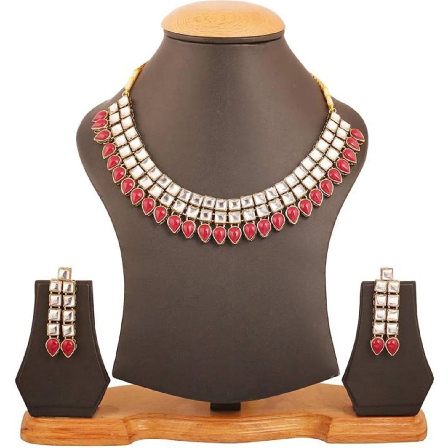 White and Red Alloy Jewel Set