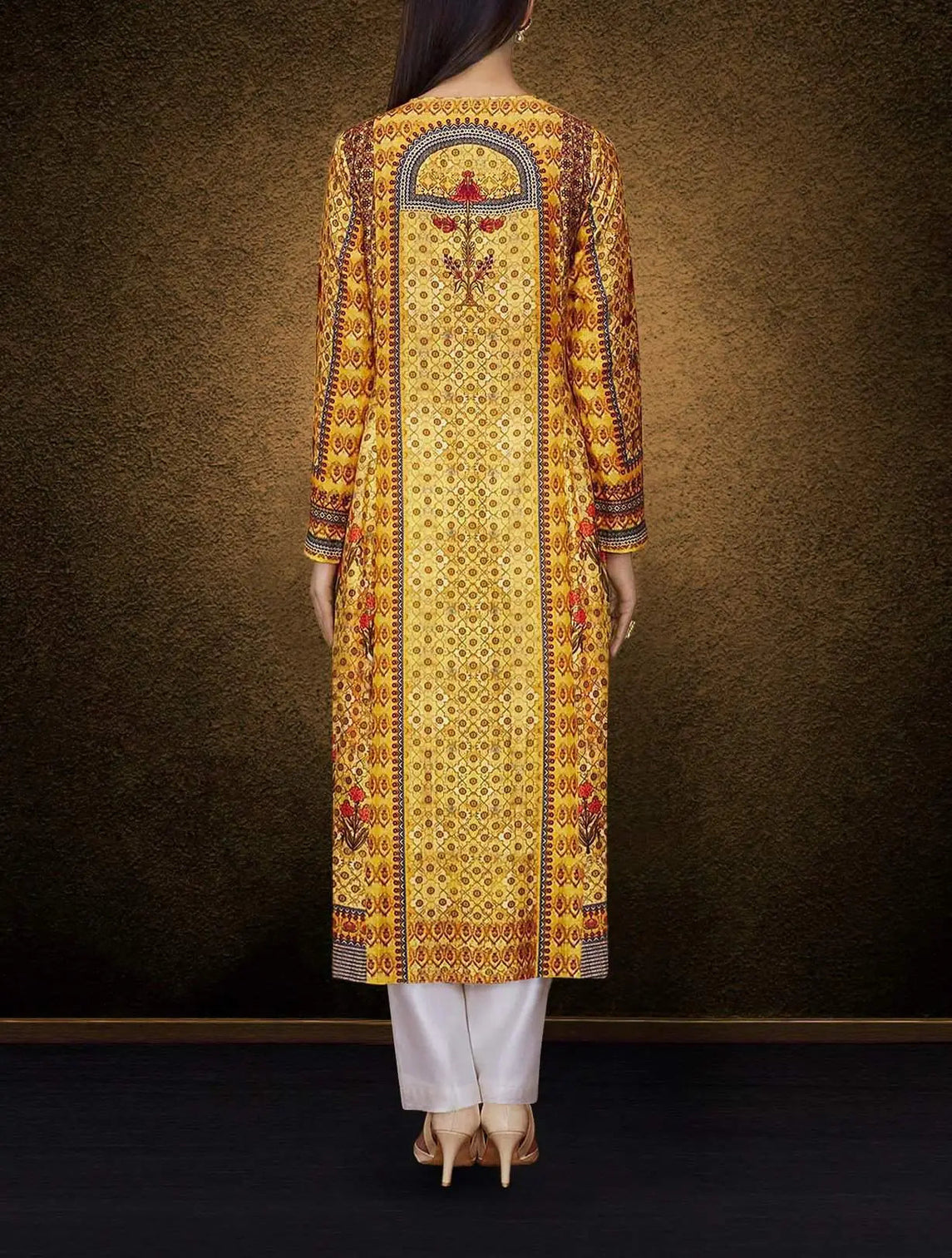 Yellow Color Designer Kurti with Printed Work of Cotton Poly Material for Women