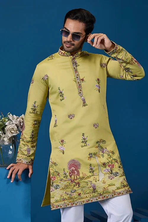 Haldi Special Yellow Outfit Kurta for Mens Wear Collection