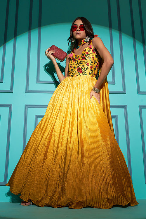 Yellow Color Embroidered Ready to Wear Anarkali Gown Collection