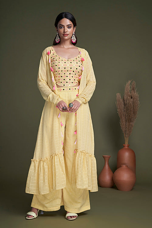 Yellow Contemporary Designer Koti Style Palazzo Collection