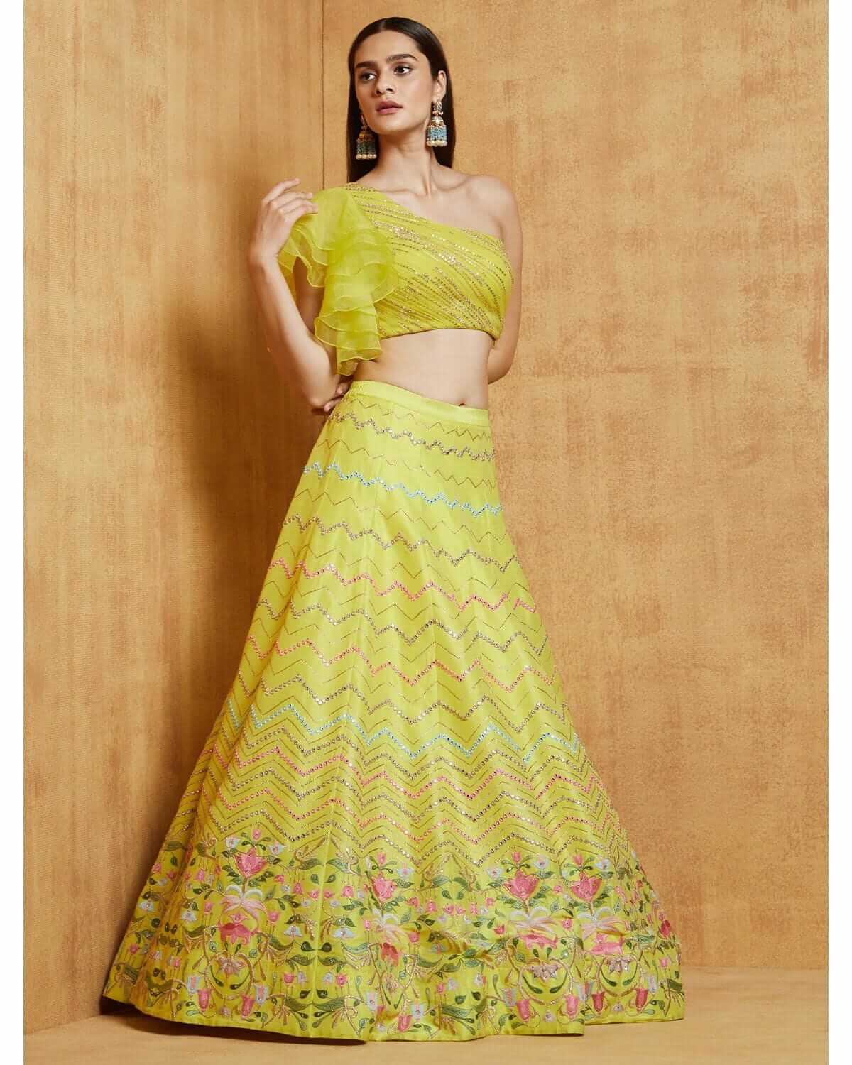 Yellow Lehenga Choli In Art Silk With Sequence And Thread Work