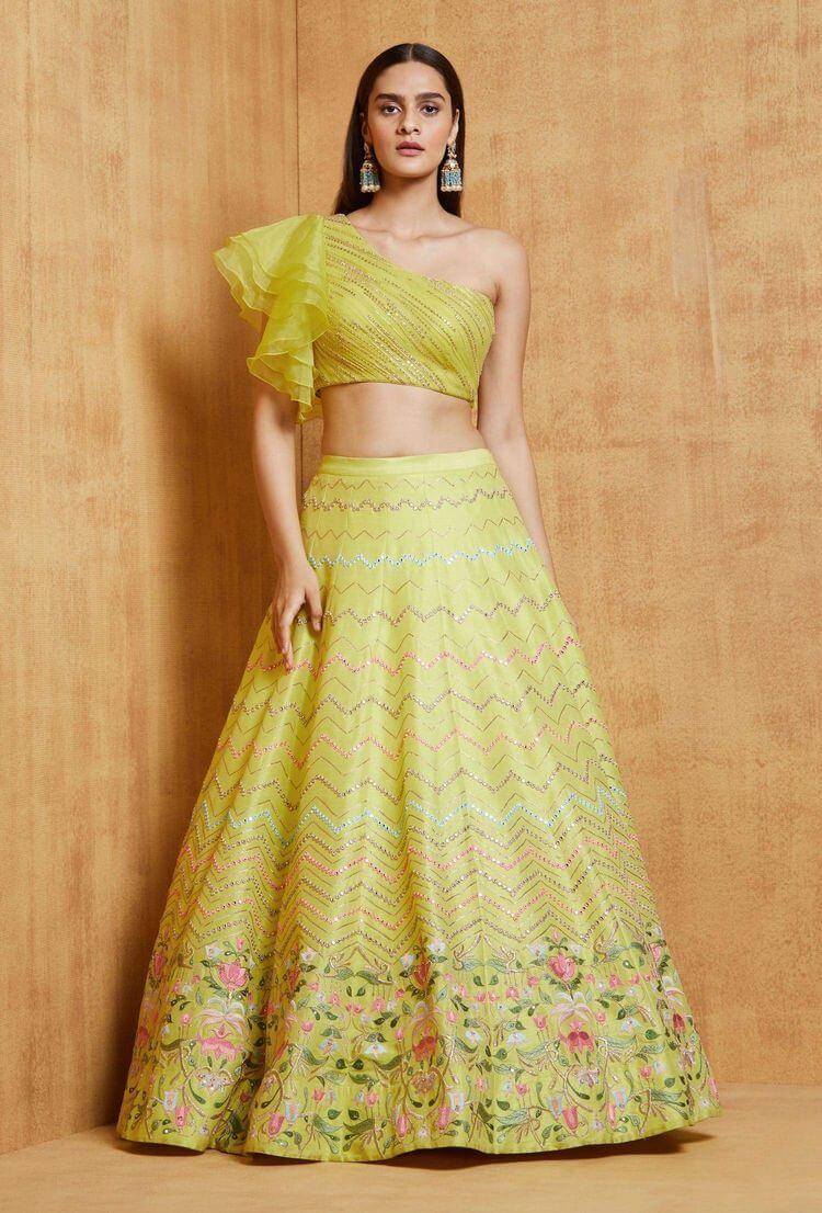 Yellow Lehenga Choli In Art Silk With Sequence And Thread Work