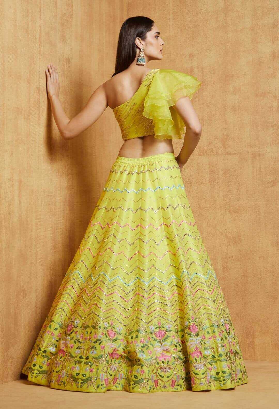 Yellow Lehenga Choli In Art Silk With Sequence And Thread Work