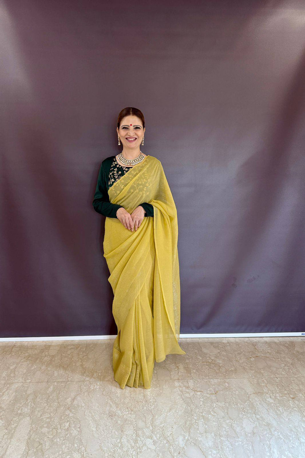 Yellow Sleeveless Charm, Jacketed Grace – Sparkle Silk Saree Set with Kasturi Silk Blouse & Koti