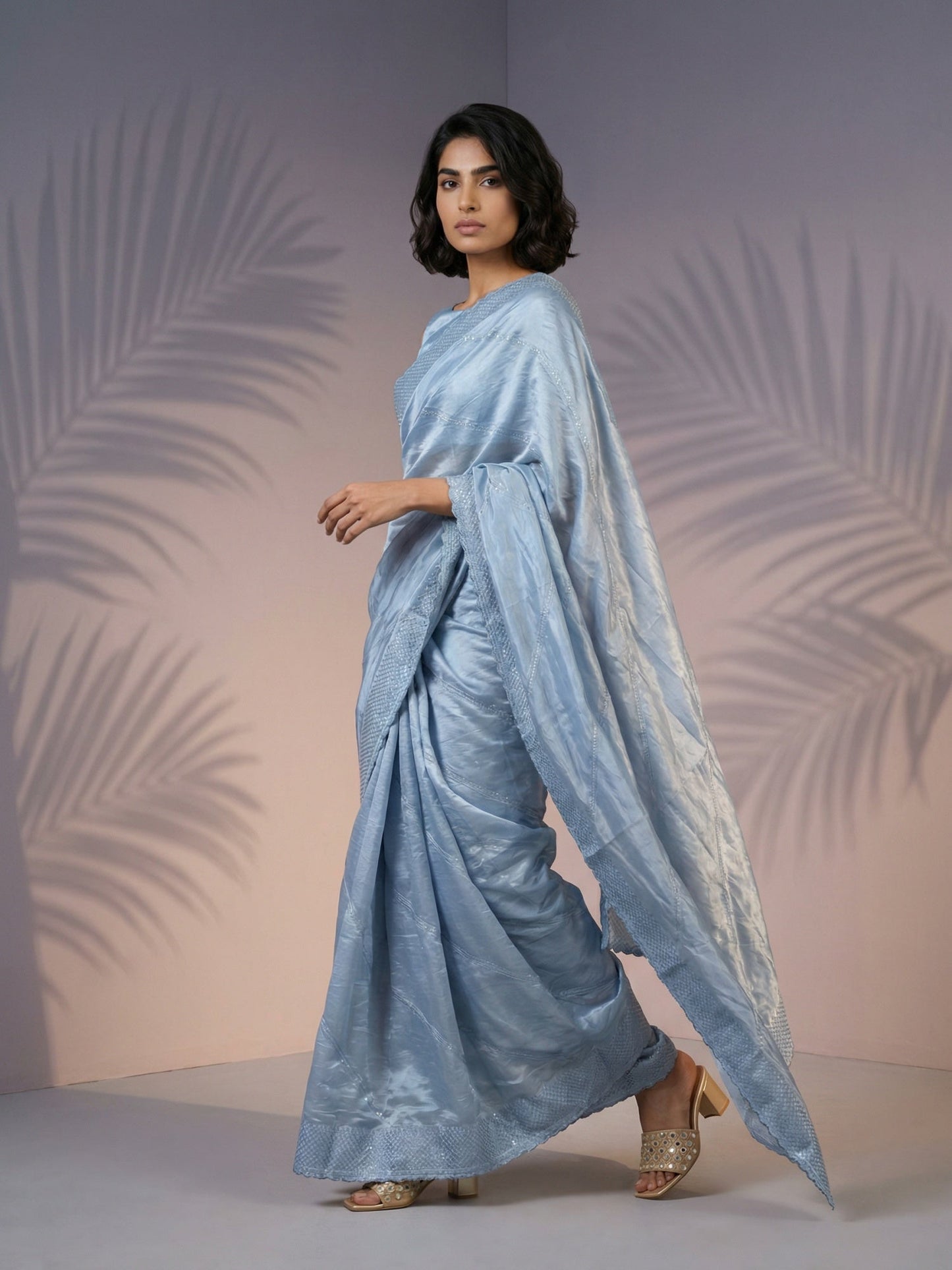 Pure Raspberry Silk Embroidered Saree with Leheriya Work and Sequin Border  Lightweight Festive Silk Saree with Blouse