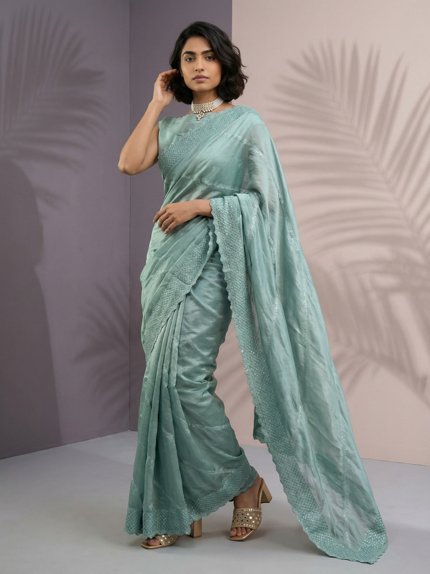 Pure Raspberry Silk Embroidered Saree with Leheriya Work and Sequin Border  Lightweight Festive Silk Saree with Blouse