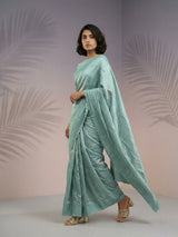 Pure Raspberry Silk Embroidered Saree with Leheriya Work and Sequin Border  Lightweight Festive Silk Saree with Blouse