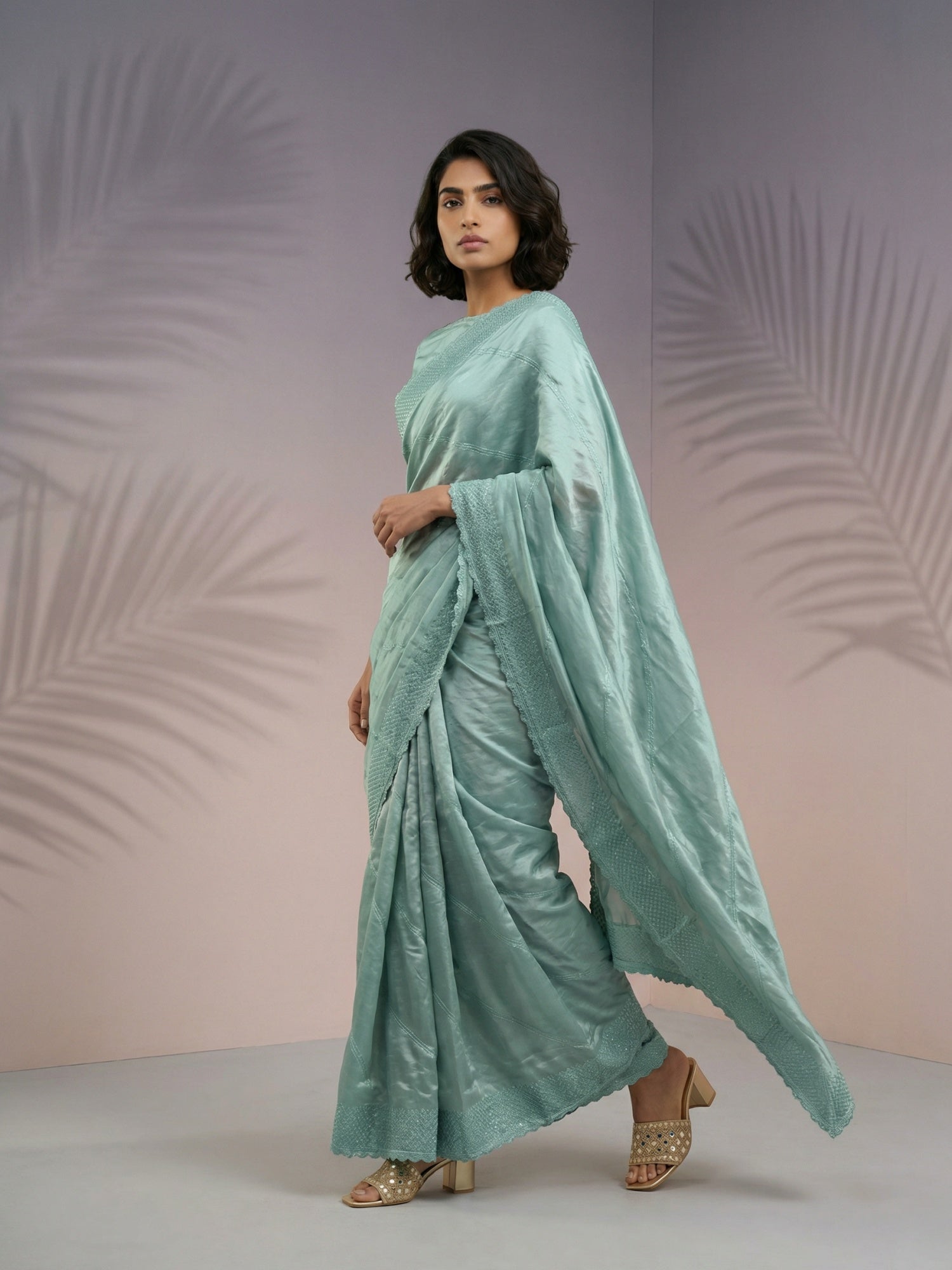 Pure Raspberry Silk Embroidered Saree with Leheriya Work and Sequin Border  Lightweight Festive Silk Saree with Blouse