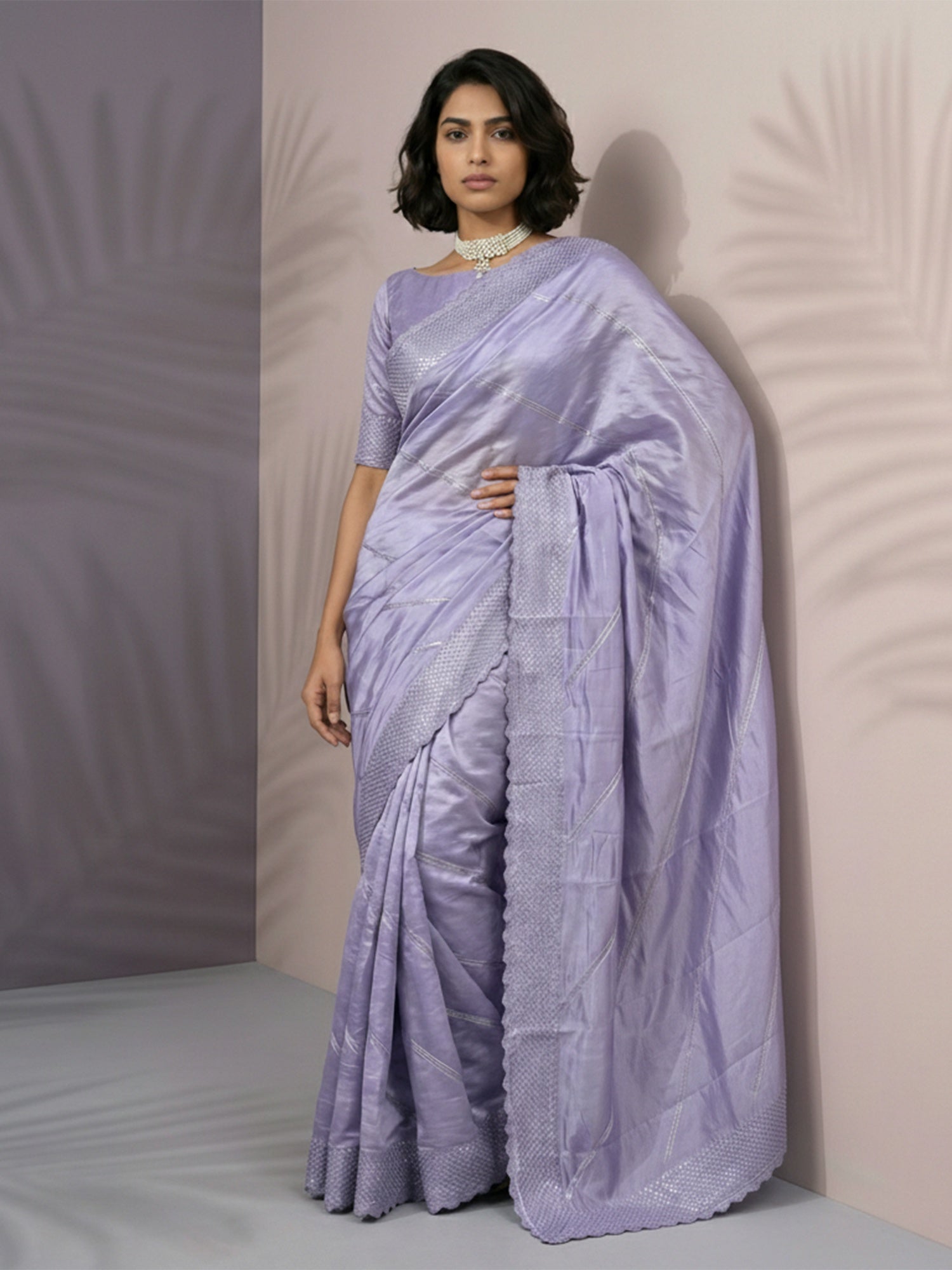 Pure Raspberry Silk Embroidered Saree with Leheriya Work and Sequin Border  Lightweight Festive Silk Saree with Blouse