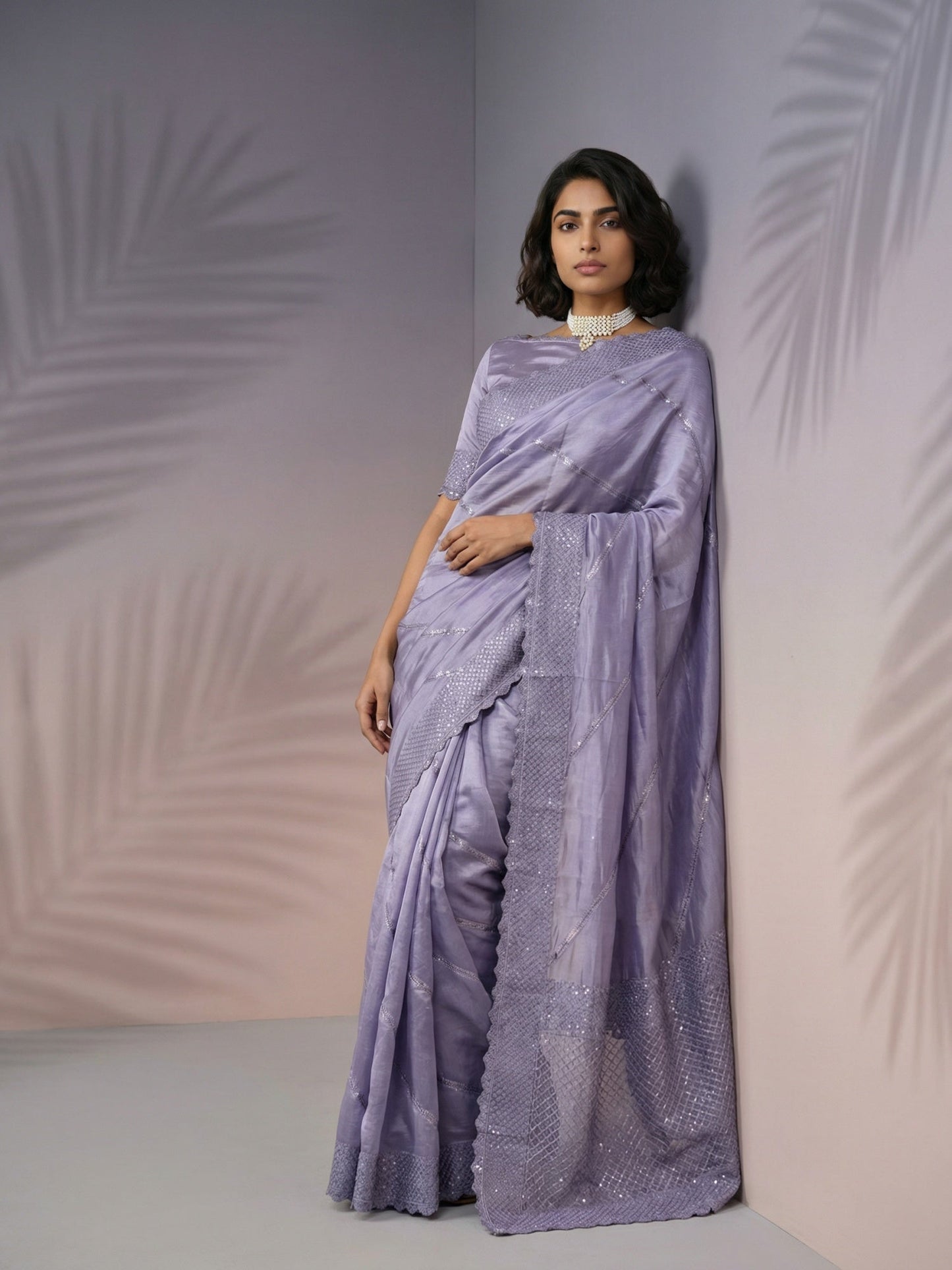 Pure Raspberry Silk Embroidered Saree with Leheriya Work and Sequin Border  Lightweight Festive Silk Saree with Blouse